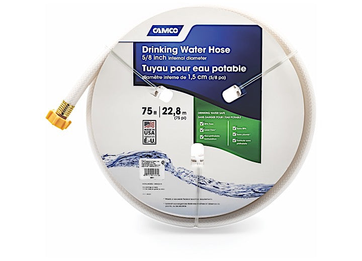 Premium RV Drinking Water Hose - 75ft, 5/8' Diameter