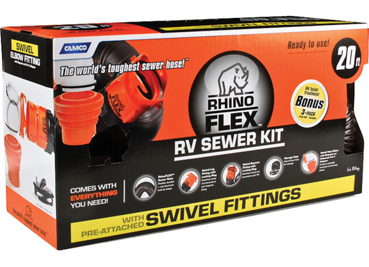 RhinoFlex 20ft Sewer Hose Kit with Swivel Fittings