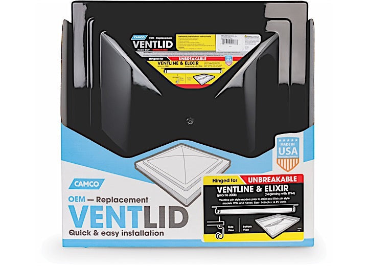 Universal RV Vent Lid - Black Polycarbonate