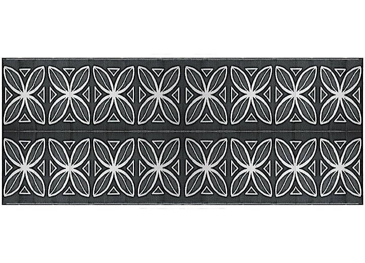 Charcoal Botanical Outdoor Mat - 8ft x 20ft with UV Protection