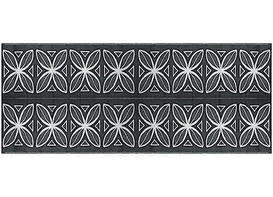 Charcoal Botanical Outdoor Mat - 8ft x 20ft with UV Protection