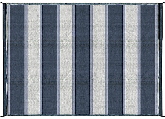 Blue Stripe UV-Protected Outdoor Mat, 6ft x 9ft