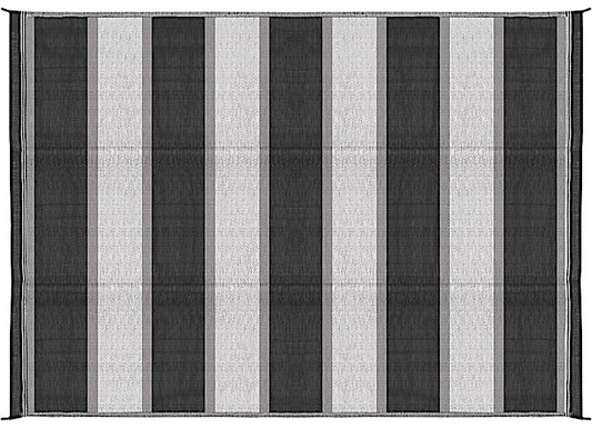 6ft x 9ft Charcoal Stripe Outdoor Mat with UV Protection