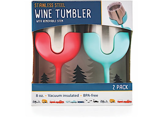 Campsites & Cheers Wine Tumbler Set (Blue/Pink)