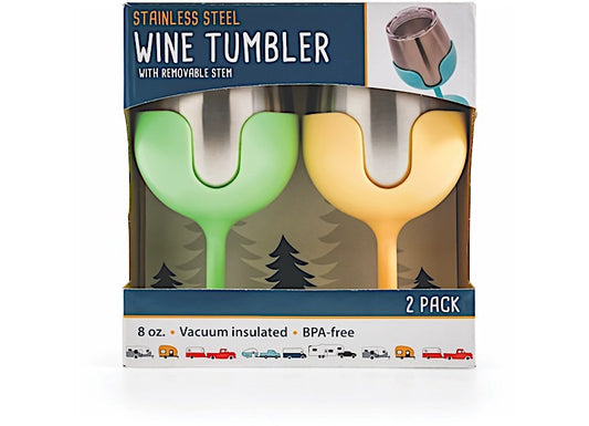 Campsite Wine Tumbler Duo in Green and Yellow