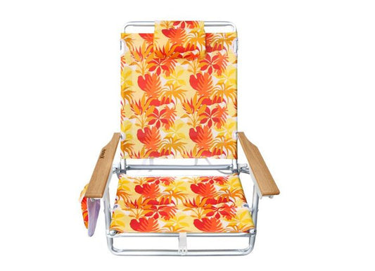 Hurley Deluxe Beach Chair with Wood Arm Backpack in Tangerine