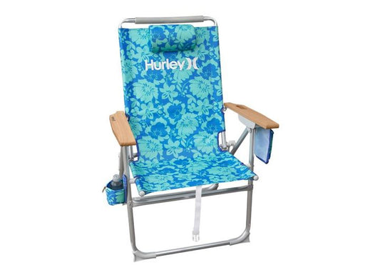 Wood Arm Beach Chair - Floral Blue High Boy