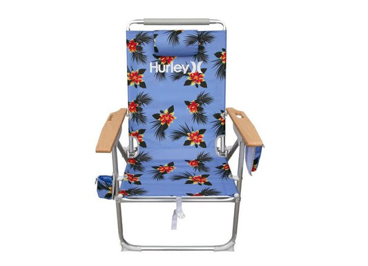 Moana Sky High-Back Beach Chair with Wood Arms