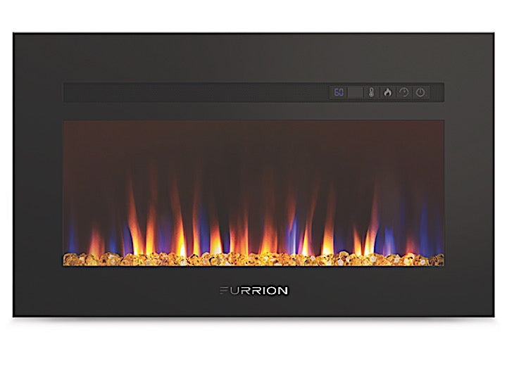 30-Inch Built-in Electric Fireplace with Crystal Flame Effect and Flat Panel