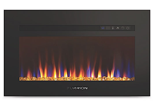 30-Inch Built-in Electric Fireplace with Crystal Flame Effect and Flat Panel