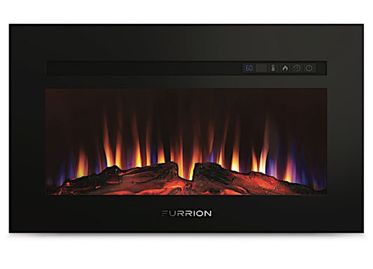 Portable Electric Fireplace with Wood Flame Effect - 30 Inch, 1500W, Black