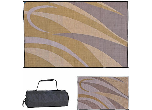 Outdoor Adventure Graphic Mat 8' x 12' - Brown/Gold with Carry Bag