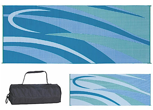 Blue/Green Outdoor Graphic Mat with Carry Bag - 8' x 20