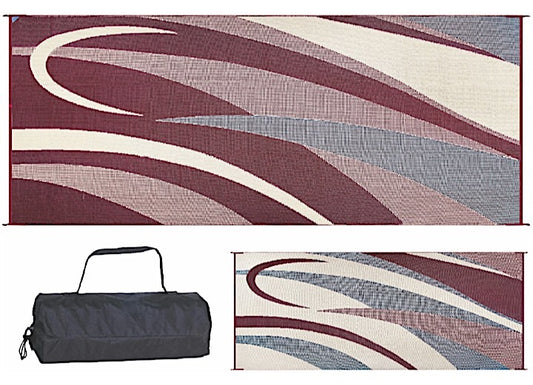 Burgundy/Black Graphic Mat with Carry Bag - 8' x 20