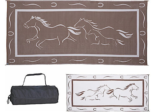 Horse-themed Outdoor Mat Set, 8' x 18' with Carry Bag