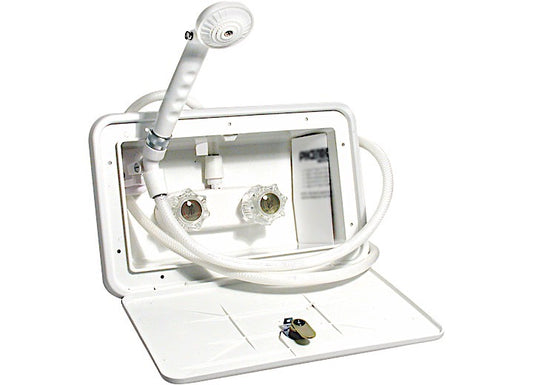 Outdoor Shower System with 59-inch Vinyl Hose - White