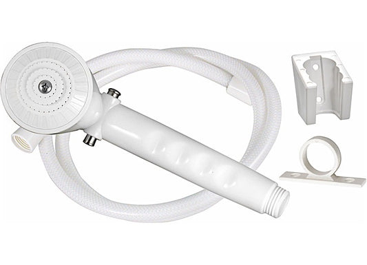Water-saving Shower Head Kit with Trickle Shut-Off and 60-inch Hose in White
