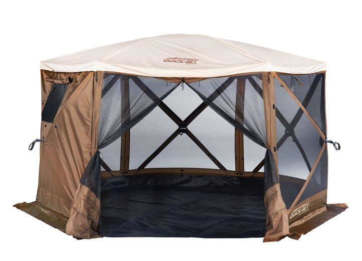 Sky Camper Outdoor Shelter with Hexagonal Screens and Rain Fly