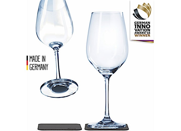 Magnetic Crystal Wine Glasses & Metallic Non-Slip Coasters, Set of 2